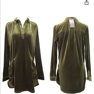 R. Vivimos Velvet Shirt Dress - Army Green
